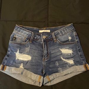 Ripped jean shorts